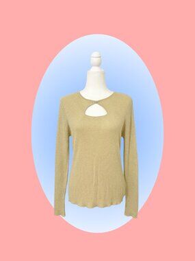 vintage kikit gold keyhole sweater blouse with diamond button
